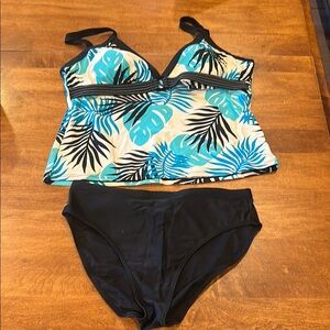 Christina Blue and Black Bikini Swim Set